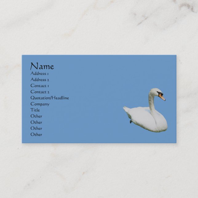 Swan Animal Business Card Visitenkarte (Vorderseite)