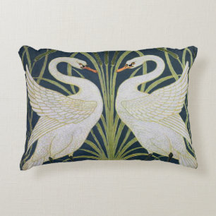 Swan Art Nouveau Two Swans Dekokissen