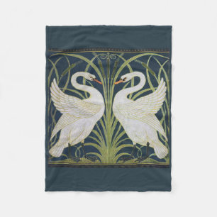 Swan Art Nouveau Two Swans Fleecedecke