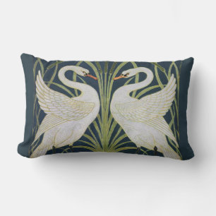 Swan Art Nouveau Two Swans Lendenkissen