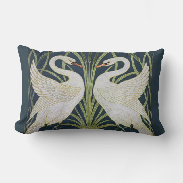 Swan Art Nouveau Two Swans Lendenkissen (Vorderseite)