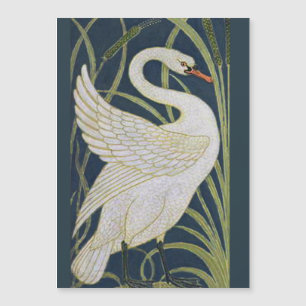 Swan Art Nouveau Two Swans Magnetkarte