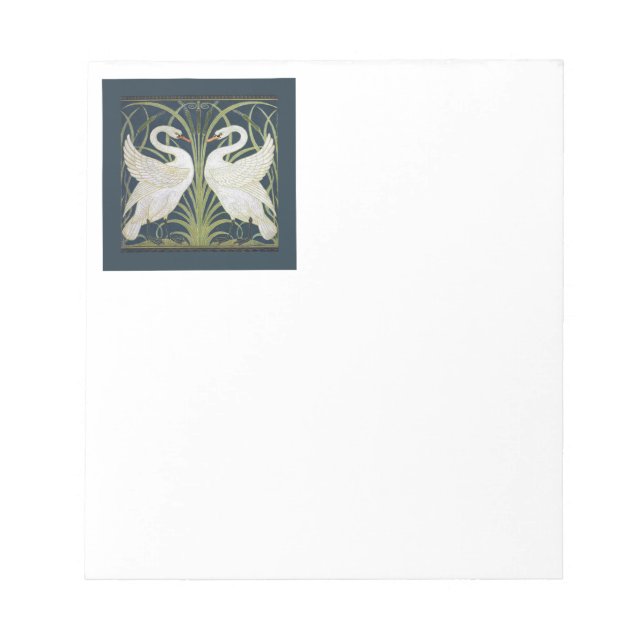 Swan Art Nouveau Two Swans Notizblock (Vorderseite)