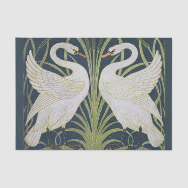 Swan Art Nouveau Two Swans Seidenpapier (Vorderseite)