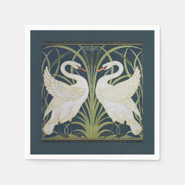 Swan Art Nouveau Two Swans Serviette (Vorderseite)