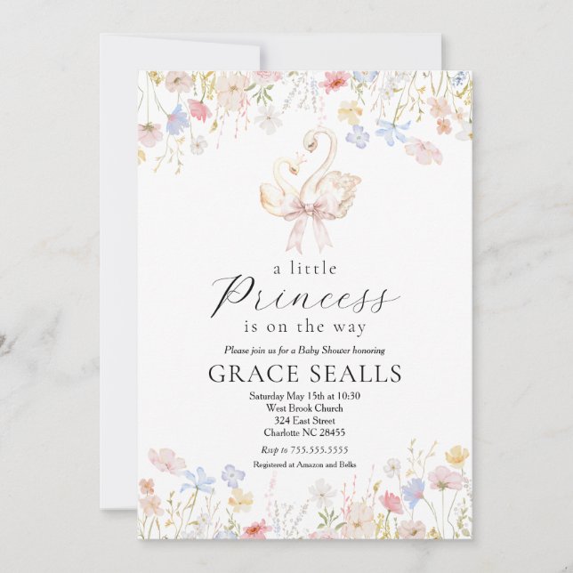 Swan Baby Dusche Einladung