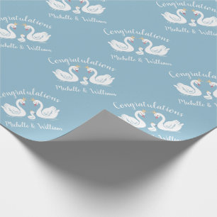 Swan Baby Shower Bird mit Crown Co-Ed Blue Geschenkpapier