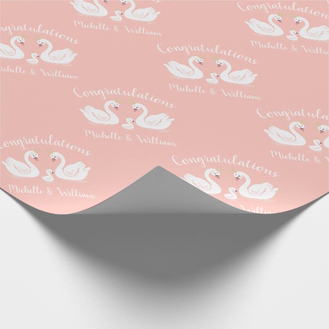 Swan Baby Shower Geschenkpapier (Ecke)