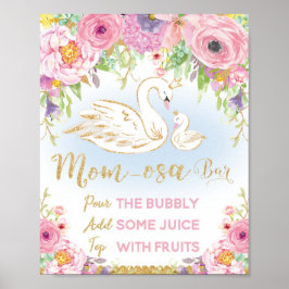 Swan Baby Shower Mama-osa Bar Sign Poster