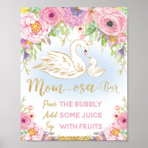 Swan Baby Shower Mama-osa Bar Sign Poster