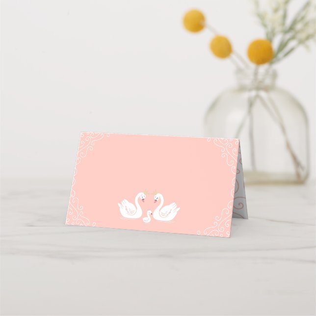 Swan Baby Shower Platzkarte (Vorderseite)