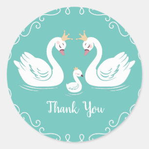 Swan Baby Shower Runder Aufkleber