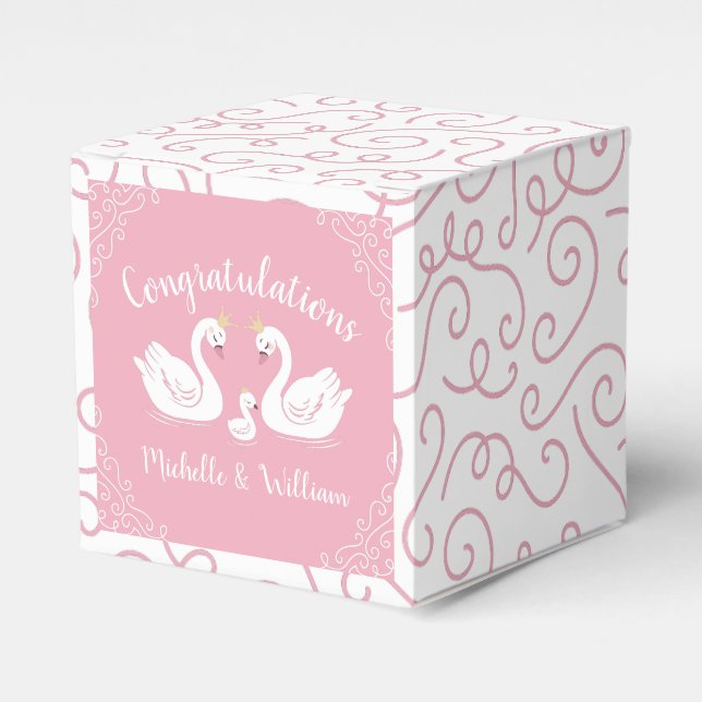 Swan Baby Shower Vintag Geschenkschachtel (Vorderseite)