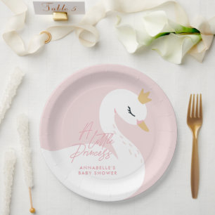 Swan Babydusche gürtelrosa Aqua niedlich elegant Pappteller