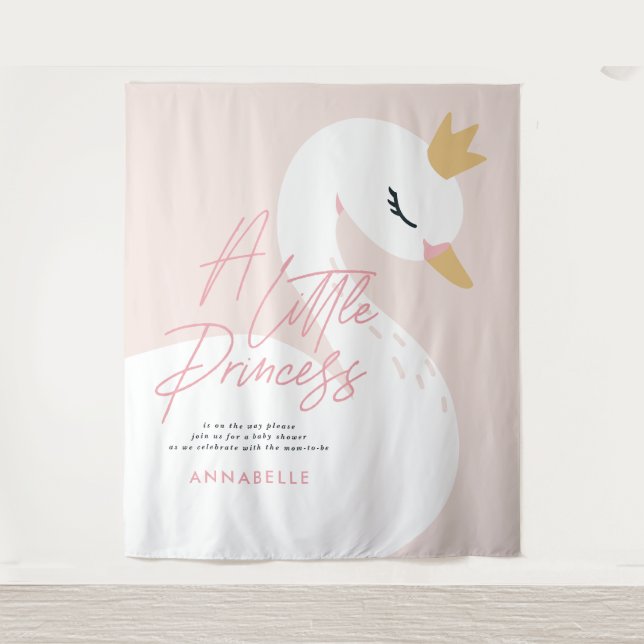 Swan Babydusche gürtelrosa Aqua niedlich elegant Wandteppich (Vorderseite)