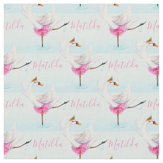 Swan Ballet Dancer individuelle Name Aqua Muster S Stoff (Nahaufnahme)