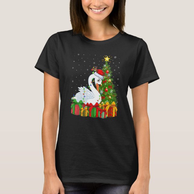 Swan Bird Xmas Holiday Santa Swan Weihnachtsbaum T-Shirt (Vorderseite)