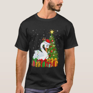 Swan Bird Xmas Tree Lighting Weihnachtsmannmütze S T-Shirt