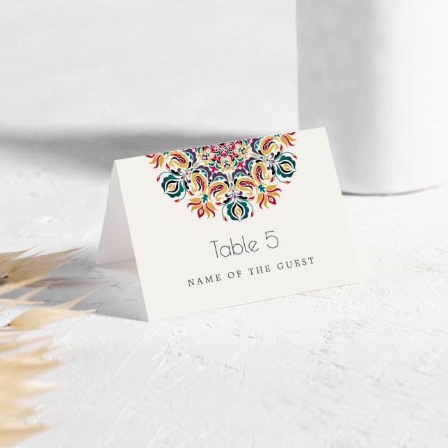 Swan Birds Lotus Floral Mandala Place Cards Tischnummer (Von Creator hochgeladen)