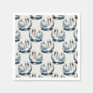Swan Birds Muster Design auf Weiß Serviette