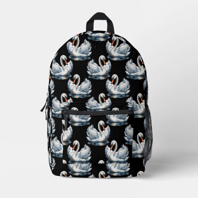 Swan Birds Muster Design Bedruckter Rucksack (Vorderseite)