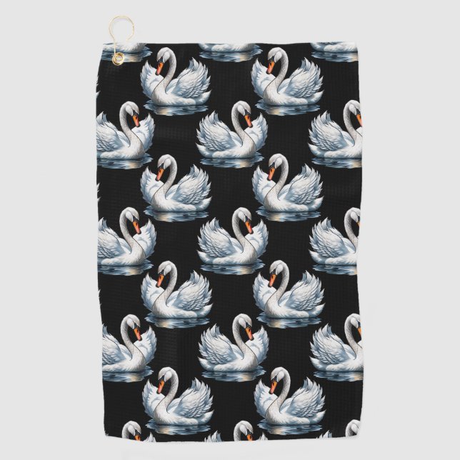 Swan Birds Muster Design Golfhandtuch (Vorderseite)