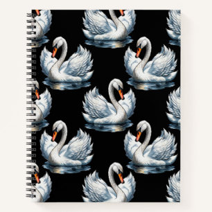 Swan Birds Muster Design Notizbuch
