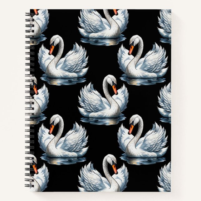 Swan Birds Muster Design Notizbuch (Vorderseite)