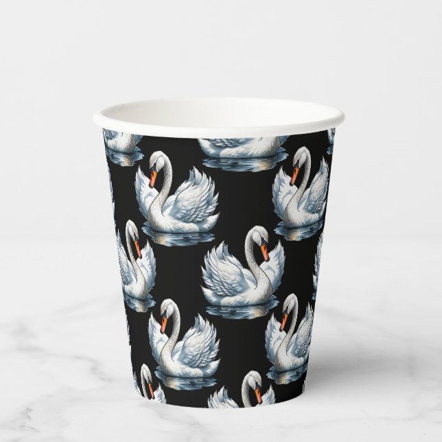Swan Birds Muster Design Pappbecher (Vorderseite)