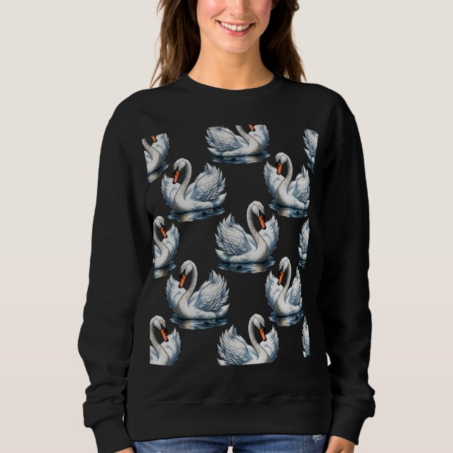Swan Birds Muster Design Sweatshirt (Vorderseite)