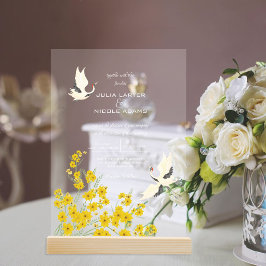 Swan Birds Paradise Spring Florals Wedding Acryleinladungen