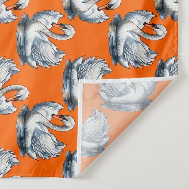 Swan Birds Pattern Design On Orange  Stoff (Von Creator hochgeladen)