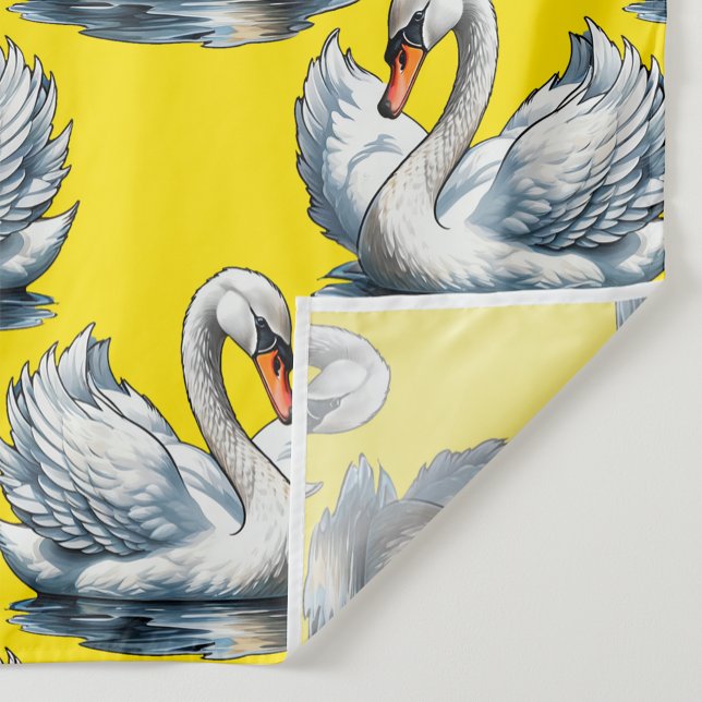 Swan Birds Pattern Design On Yellow  Stoff (Von Creator hochgeladen)