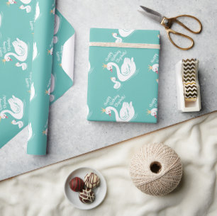 Swan Birthday Party Aquamarin Geschenkpapier