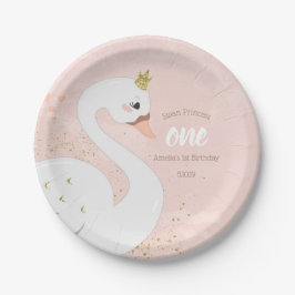 Swan Birthday Party Paper Plate | Rosa und Gold Pappteller