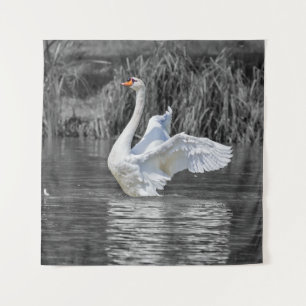 Swan Black and White Fotografy Wandteppich
