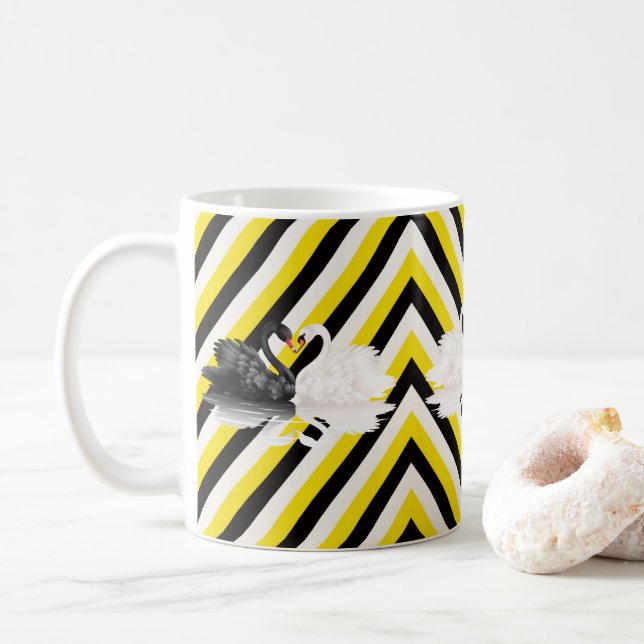 Swan Black Yellow Stripe Tasse (Mit Donut)