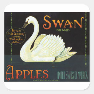 Swan Brand Äpfel Quadratischer Aufkleber