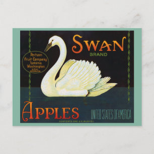 Swan Brand Apples Washington Staat Crate Label Postkarte