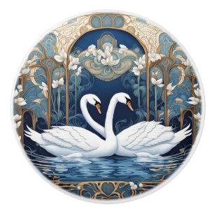 Swan Couple Art Nouveau Bird Kunst, Dichtung und M Keramikknauf
