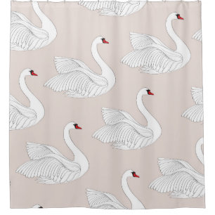 Swan Elegance: Zierweiße Muster. Duschvorhang