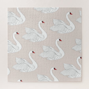 Swan Elegance: Zierweiße Muster. Puzzle
