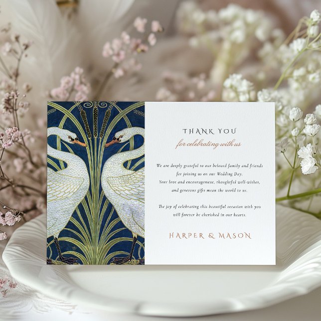 Swan Embrace Wedding Dankeschön Card Einladung (Von Creator hochgeladen)