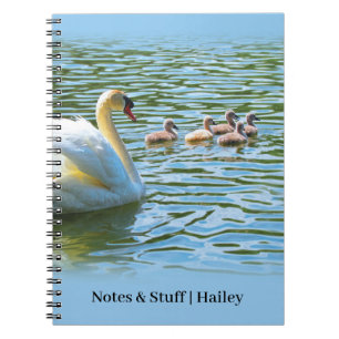 Swan Family auf Lake Blue Personalisiert Notebook Notizblock