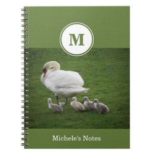 Swan Family in Green Grass FotoNotebook Notizblock