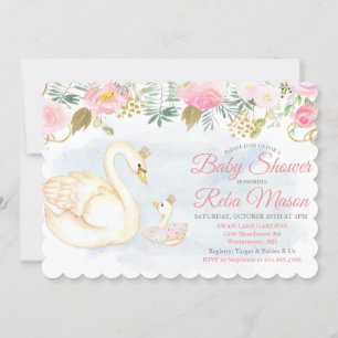 Swan Floral Baby Shower Einladung