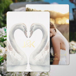 Swan Foil Wedding Announcement Add Foto Card Folien Feiertagskarte