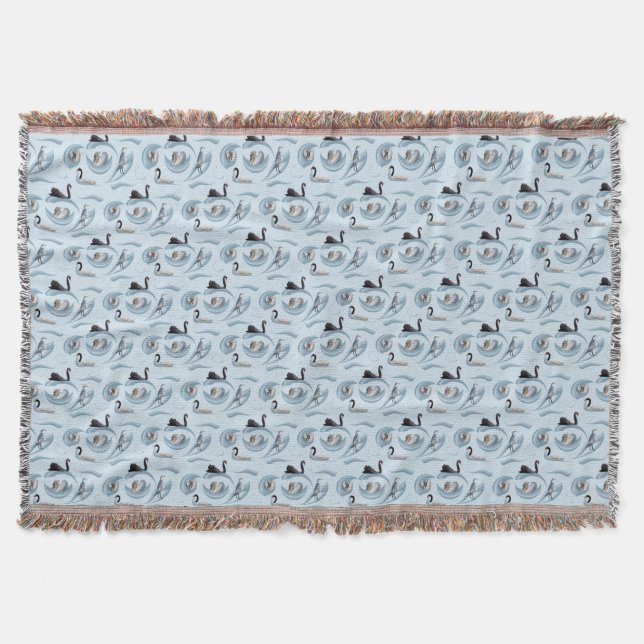 Swan Frenzy Throw Blanket (blassblau) Decke (Vorderseite)