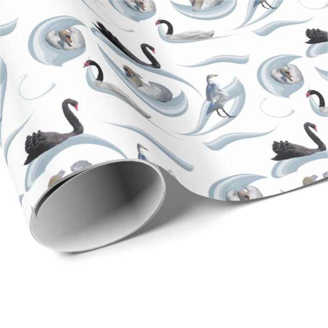 Swan Frenzy Wrapping Paper (Farbe auswählen) Geschenkpapier (Rolleneckpunkt)