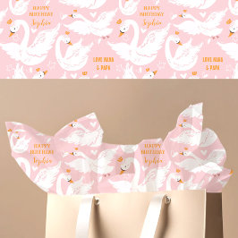 Swan Girl Birthday Name Pink Seidenpapier